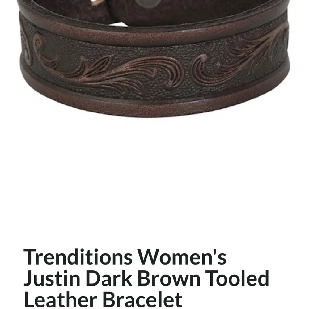 Justin Boots Western Scroll Embossed Leather Cuff Bracelet